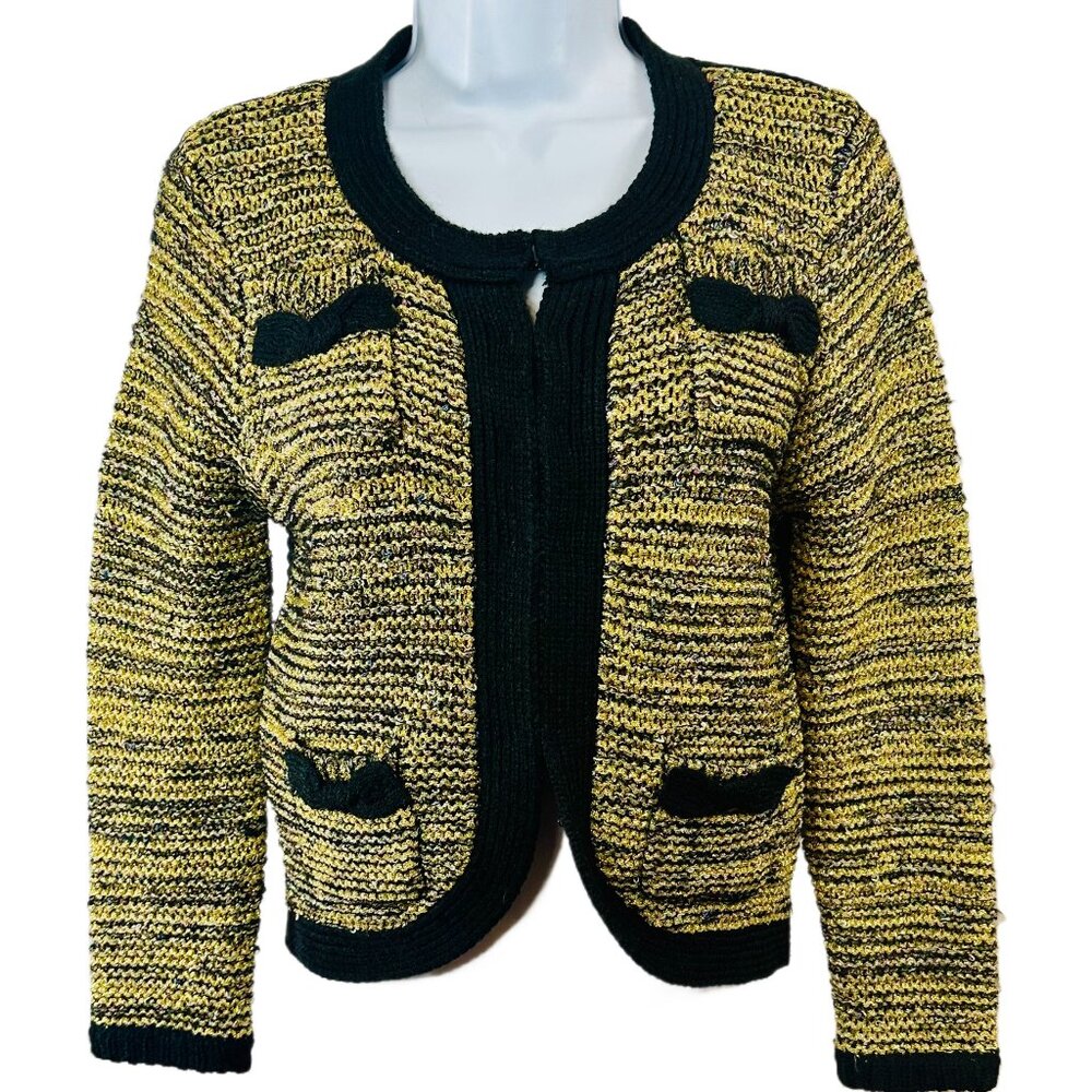 River Island Gold & Black Knit Cardigan - Size 6 NWOT